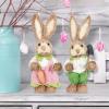 2Pcs Bunny Figurines Props Straw Easter Rabbit Decoration for Garden Indoor Easter Theme Party Supplies Tabletop Ornament, A view 2