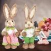 2Pcs Bunny Figurines Props Straw Easter Rabbit Decoration for Garden Indoor Easter Theme Party Supplies Tabletop Ornament, A view 4