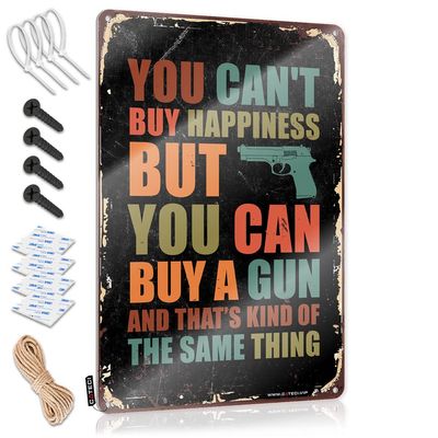 Funny Sogns You Can't Buy Happiness But You Can Buy A Gun Sign No Boys Allowed Banner Sign Funny Desk Signs ( Size : 30X40CM )