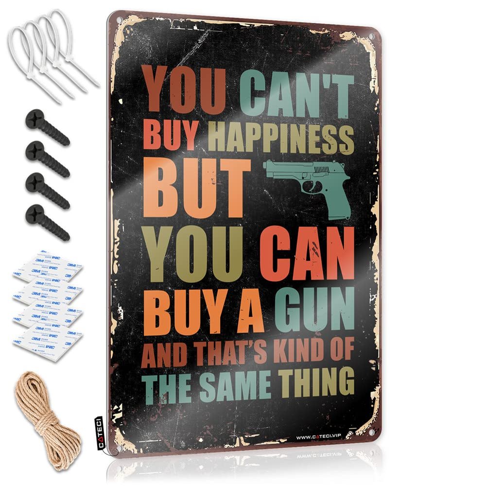 Funny Sogns You Can't Buy Happiness But You Can Buy A Gun Sign No Boys Allowed Banner Sign Funny Desk Signs ( Size : 30X40CM )