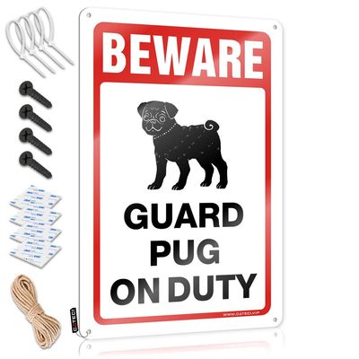 Man Cave Accessories and Decor Beware! Guard Pug On Duty Sign Bar Signs for Home Decor Kids Bedroom Decor ( Size : 20X30CM )