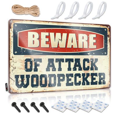 Sports Bar Decor Beware of Attack Woodpecker Sign Old Signs Metal Vintage Beer Bar Metal Sign ( Size : 20X30CM )