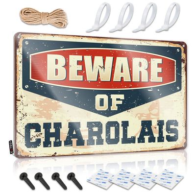 Drinking Signs Funny Beware of Charolais Sign Desk Signs for Office Funny Vintage Signs Metal ( Size : 20X30CM )