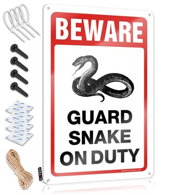 Adult Signs for Man Cave Beware! Guard Snake On Duty Sign Bedroom Door Decorations Small Metal Tin ( Size : 20X30CM )