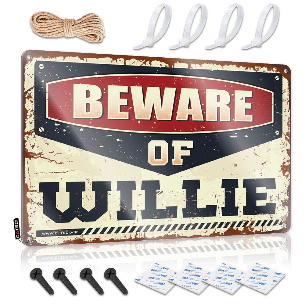 Funny Home Bar Signs Beware of Willie Sign Bar Accessories for Man Cave Man Cave Decorations ( Size : 20X30CM )