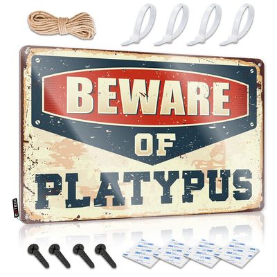 Coffee Tin Sign Beware of Platypus Sign Outdoor Welcome Signs for Porch Posters for Teens ( Size : 20X30CM )