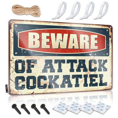 Sports Bar Decor Beware of Attack Cockatiel Sign Old Signs Metal Vintage Beer Bar Metal Sign ( Size : 30X40CM )