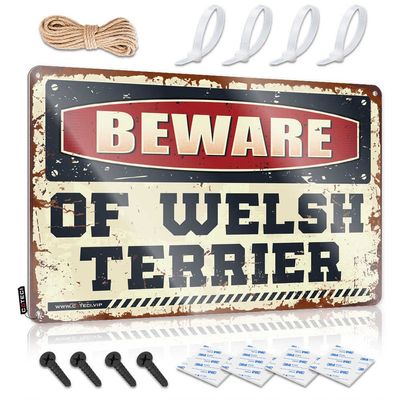 gaeruite Adult Signs for Man Cave Beware of Welsh Terrier Sign Bedroom Door Decorations Small Metal Tin (Size : 20X30CM)