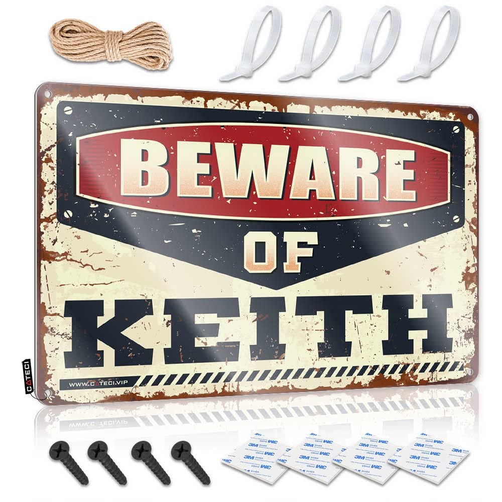 Adult Signs for Man Cave Beware of Keith Sign Bedroom Door Decorations Small Metal Tin ( Size : 20X30CM )