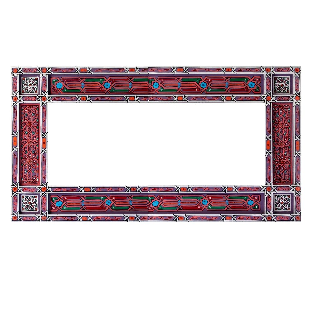 Light purple Moroccan mirror, Farmhouse horizontal mirror, Large wooden mirror, Rustic Bathroom Mirror Frame,Hanging wooden frame, Moroccan hand painted Mirror frame, (Glass not included)