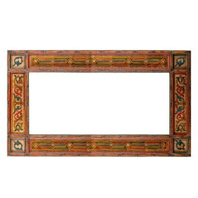 Moroccan mirror Wood color, Farmhouse horizontal mirror, Large wooden mirror, Rustic Bathroom Mirror Frame,Hanging wooden frame, Moroccan hand painted Mirror frame, (Glass not included)