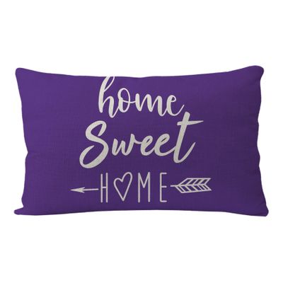 7COLORROOM Farmhouse Pillow Covers Purple Home Sweet Home Quotes Rectangular/Waist Cushion Cover Farmhouse Decor Housewarming Gifts Pillowcases for New Home 12'' x 20''( Purple)