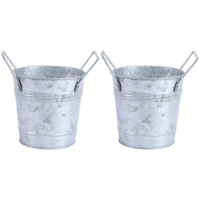 Hemoton 2pcs Vintage Style Galvanized Flower Bucket Retro Decorative Plant Container for Home Office Garden and Balcony Decor Rustic Floral Arrangement Holder