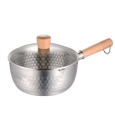 304 Stainless Steel Pan.Fry PanYukihira pot Saucepan with Wood Handle and Glass lid1800ML Soup pot.suitable for all kinds of stoves (Pot diameter: 20cm/ 7.87in)