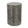 A&B Home Small Side Table, Black Coffee Table Capiz Stool, Mother of Pearl Round Accent Table, Living Room Plant Stand, 14" x 14" x 20" view 1