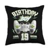 19th Birthday Boy Gamer Level 19 Begins Video Games Boys Throw Pillow view 1