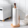 LIU- Wooden Paper Towel Holder,with Brown Faux Leather Portable Handle,can Stand or Hanging,for Home Kitchen Dining Living Room view 3