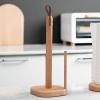 LIU- Wooden Paper Towel Holder,with Brown Faux Leather Portable Handle,can Stand or Hanging,for Home Kitchen Dining Living Room view 4
