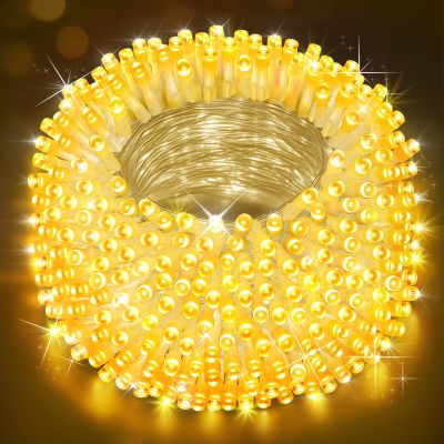 Heceltt Christmas Lights Outdoor, 403FT 1000 LED String Lights 8 Modes and Timer Memory Function Twinkle Fairy Lights IP44 Waterproof Plug in for Xmas Tree Wedding Party Holiday Decor(Warm White)