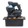Amootek Tabletop Fountain Rotating Ball Rock Waterfall Fountain Office Includes Many Natural River Rocks Decorated with Colorful Lights, 9.05" L x 6.89" W x 10.23" H view 1