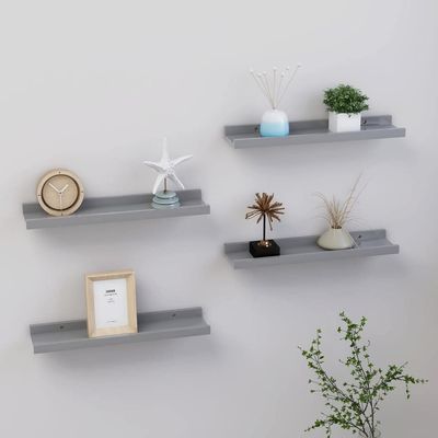 FAMIROSA Wall Shelves 4 pcs Gray 15.7"x3.5"x1.2" d,Weight-4 lbs