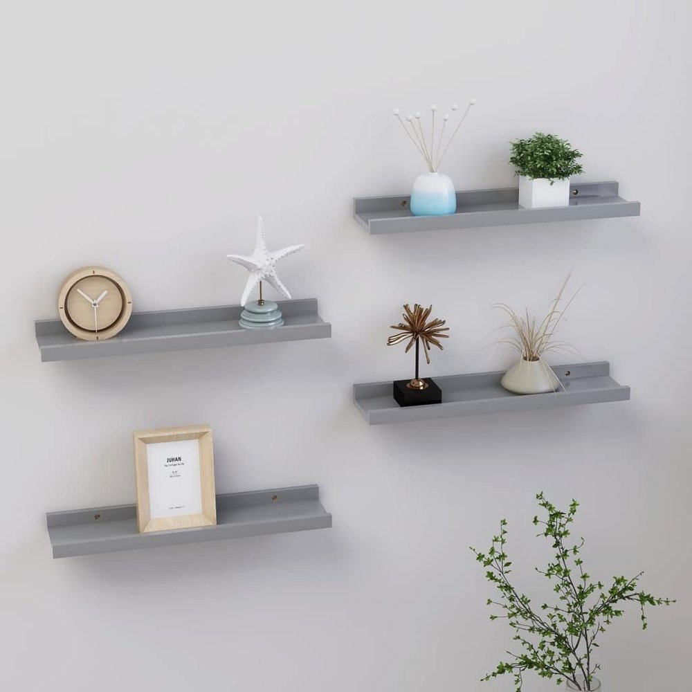 FAMIROSA Wall Shelves 4 pcs Gray 15.7"x3.5"x1.2" d,Weight-4 lbs