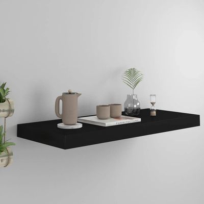 FAMIROSA 1PCS Floating Wall Shelves, Black Wall Mounted Shelves with Invisible Brackets for Bedroom Living Room Bathroom Kitchen, Shelves for Wall Decor Storage, 23.6" x 9.3" x 1.5"