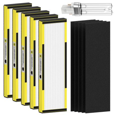 FMDZFL 5 Pack FLT4825 True HEPA Filter B Replacement & 1 Replacement Bulb Compatible with AC4825 AC4300 AC4800 AC4900 AC4850, Part No# FLT4825, LB4000