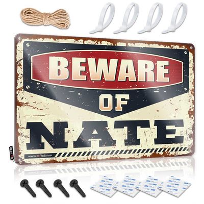 Bar Decor for Home Beware of Nate Sign Home Signs Wall Decor Bar Sign for Outdoor Bar ( Size : 20X30CM )