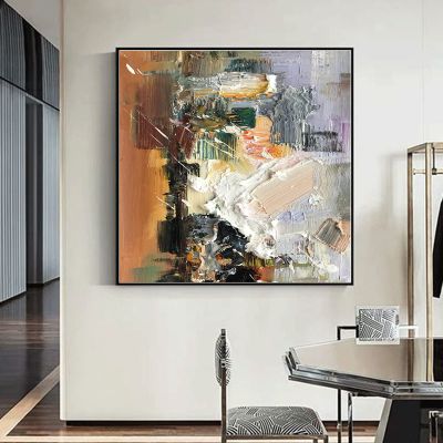 100% Hand-Painted Original Art Oil PaintingModern Canvas Oil Paintings,Colorful Abstract Oil Painting on Canvas,Colorful Painting Original, 36X36 Frameless Unstretched Painting