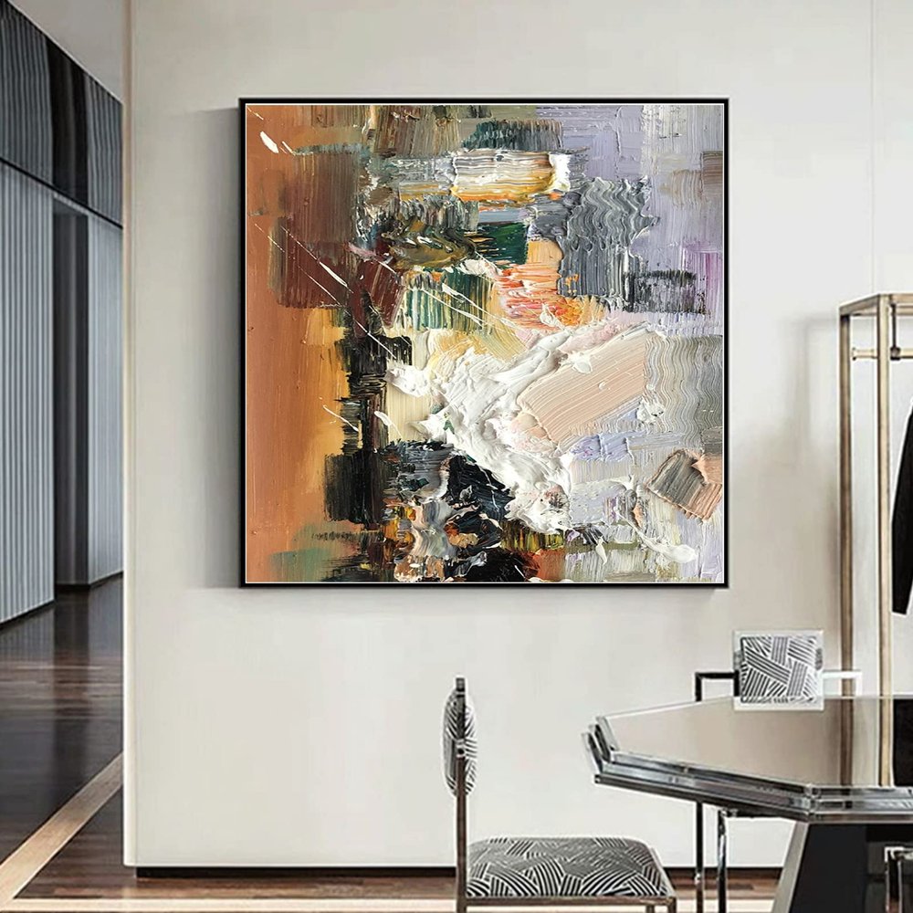 100% Hand-Painted Original Art Oil PaintingModern Canvas Oil Paintings,Colorful Abstract Oil Painting on Canvas,Colorful Painting Original, 36X36 Frameless Unstretched Painting