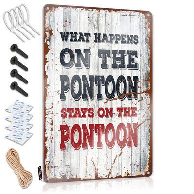 gaeruite Boys Only Sign What Happens On The Pontoon Stays On The Pontoon Sign Porch Decorations Outdoor Room Accessories for Men (Size : 30X40CM)