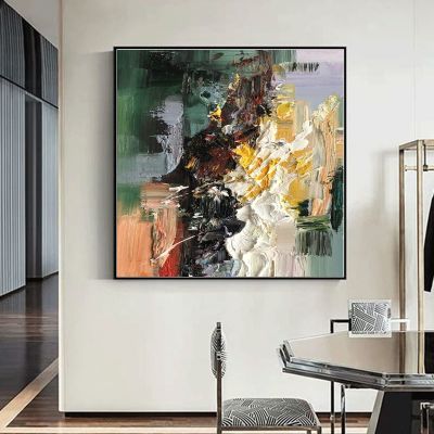 100% Hand-Painted Original Art Oil PaintingWall Artfor Living Room,Acrylic Abstract Painting,Large Minimalist Abstract Painting, 40X40 Frameless Unstretched Painting