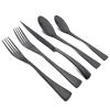 Snplowum 20-Piece Black Serving Flatware Set With Steak Knife, 304 Stainless Steel Cutlery Utensils Service For 4, Modern & Heavy Tableware Wedding Silverware, Dishwasher Safe view 1