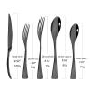 Snplowum 20-Piece Black Serving Flatware Set With Steak Knife, 304 Stainless Steel Cutlery Utensils Service For 4, Modern & Heavy Tableware Wedding Silverware, Dishwasher Safe view 4