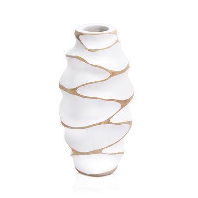 AeraVida Handmade 8-Inch White Mango Wood Vase | Modern Rustic Tabletop Centerpiece for Dried Flowers | Eco-Friendly Decorative Wooden Vase for Living Room, Shelf, or Office | Artisan Home Accent