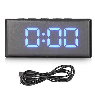 Pssopp Digital Desk Clock, Compact Alarm Clock with USB Smart Clock, Temperature Sensor, Blue