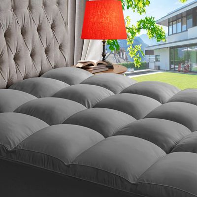 ABENE Mattress Topper Full for Back Pain Relief, Extra Thick Mattress Pad Pillowtop, Soft Mattress Protector Cover with 8"-21" Deep Pocket, Overfilled Down Alternative Filling (Gray, Full)