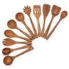 11 Pcs Wooden Kitchen Utensils Set - Wooden Spoons, Spatulas and More for Cooking view 1