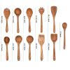 11 Pcs Wooden Kitchen Utensils Set - Wooden Spoons, Spatulas and More for Cooking view 2