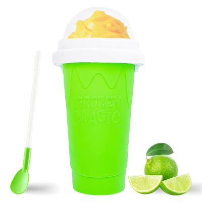 Hoinvaet Magic Slushy Maker Squeeze Cup Slushie Maker, Homemade Milk Shake Maker Cooling Cup Squee DIY Birthday Gifts for Kids (Green)