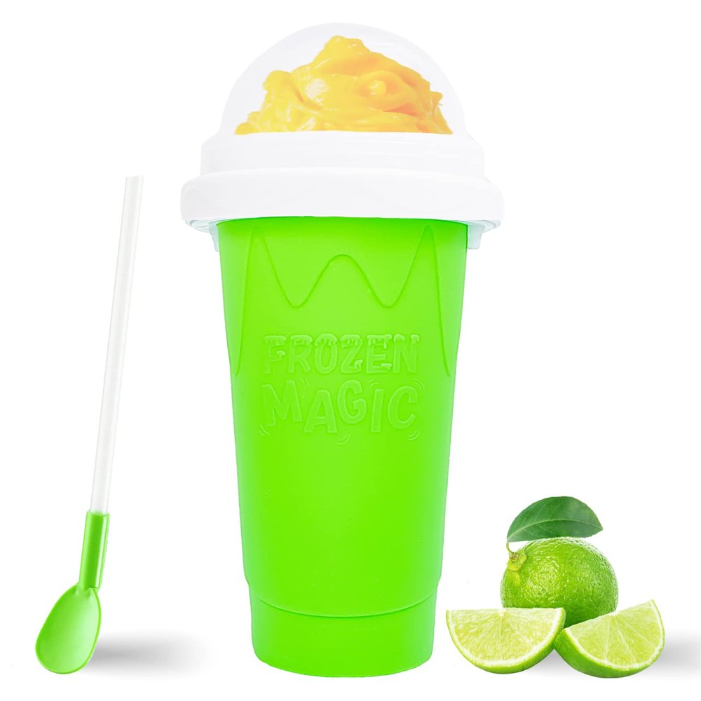 Hoinvaet Magic Slushy Maker Squeeze Cup Slushie Maker, Homemade Milk Shake Maker Cooling Cup Squee DIY Birthday Gifts for Kids (Green)