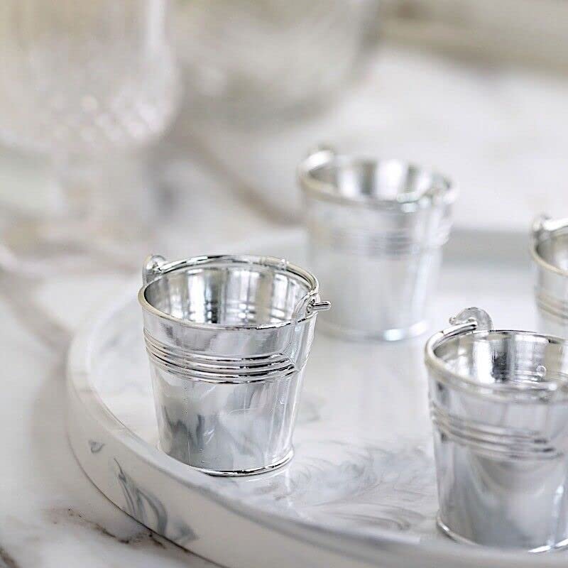 12 Pcs Silver 2" Mini Pail Bucket Planter Wedding Party Favor Holders Events