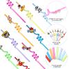 24 Pcs Outer Space Straws Party Favors Reusable Plastic Solar System Rocket Spaceship Astronaut Satellite Planet Straws for Space Theme Birthday Party Supplies Decorations view 3
