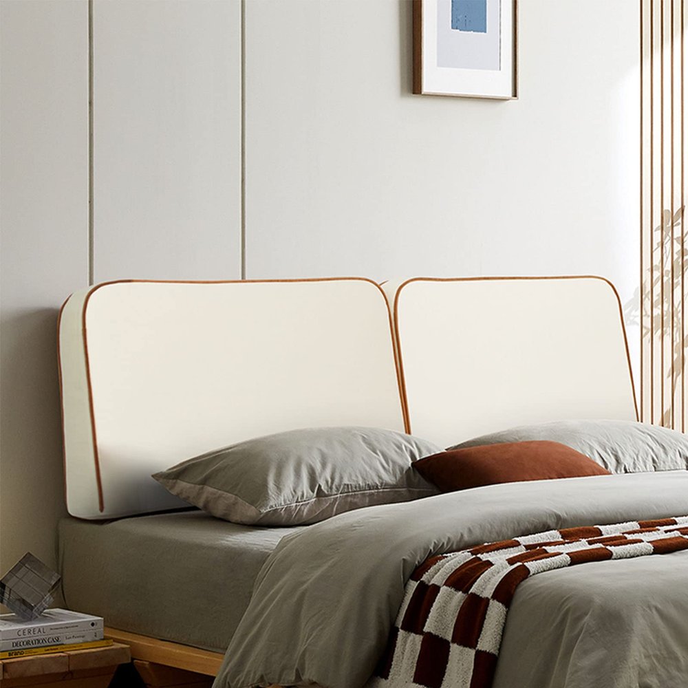 Upholstered Headboard Cushion King Bed Backrest Cushion Bedroom Headboard Wall Pillow Lumbar Pad Bed Removable Headboard Cushion Full Size,White,78.7"/200cm(King)