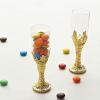 12 Pcs Clear Gold Mini 4" Champagne Flutes Party Favor Holders view 1