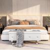 DKLGG Storage Ottoman Bench for Bedroom, Upholstered Entryway Bench with Legs & Safety Hinge, Small Storage Bench for Living Room/End of Bed/Entryway/Window, White view 2