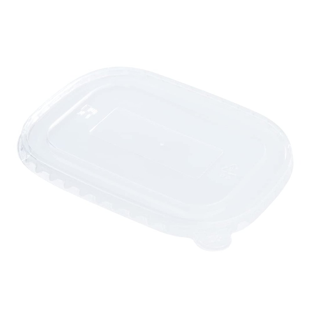 Restaurantware LIDS ONLY: Bio Tek Lids For To Go Containers 100 Oval Food Container Lids - Containers Sold Separately Flat Design Clear Plastic Lids For Disposable Serving Bowls Tight Seal