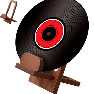 WAYUTO Wood Vinyl Record Holder Single Modern Album Display Rack Records Storage Shelf for LP Albums Farmhouse Vinyl Record Stand for Home Office Decoration Rosewood