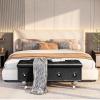 DKLGG Storage Ottoman Bench for Bedroom, Upholstered Entryway Bench with Legs & Safety Hinge, Small Storage Bench for Living Room/End of Bed/Entryway/Window, Black view 2